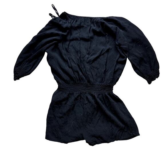 Peasant Blouse Romper with Shorts and 3/4 Sleeves Black Women's Size Small - Picture 3 of 4